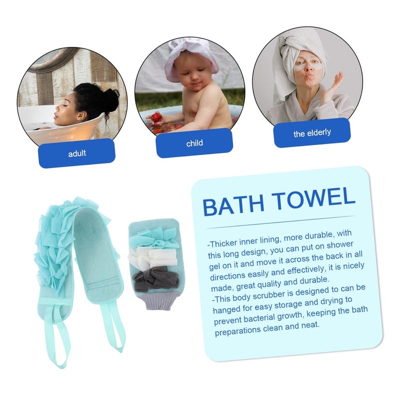 Blue Double Sided Bathing Gloves Soft Gentle Body Scrubber Towel for Shower Efficient Easy Storage - Image 3